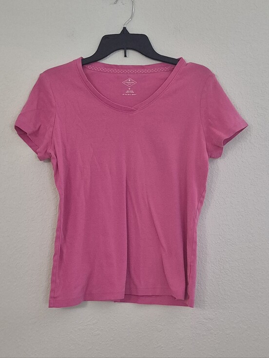 St. John's Bay Tops - St. John's Bay Pink V-Neck Short Sleeve Tee
